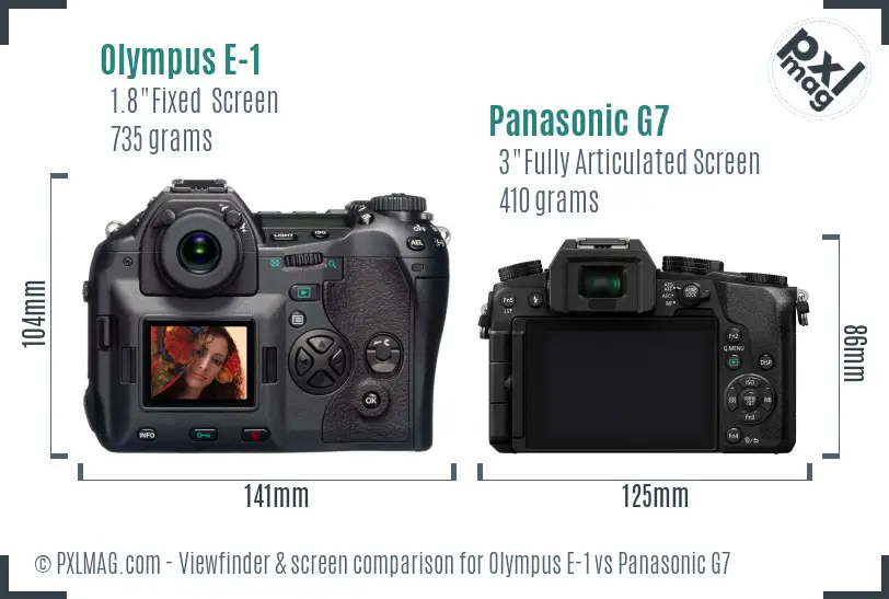 Olympus E-1 vs Panasonic G7 Screen and Viewfinder comparison