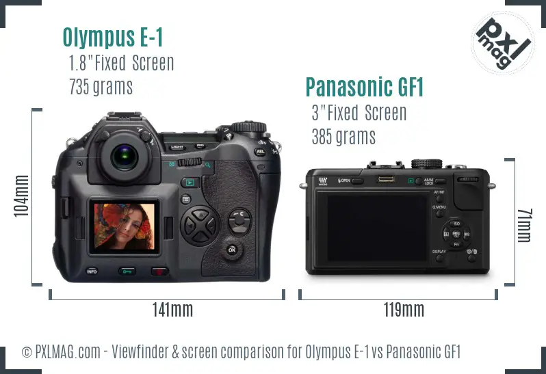 Olympus E-1 vs Panasonic GF1 Screen and Viewfinder comparison