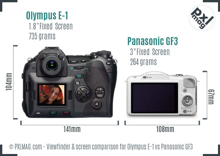 Olympus E-1 vs Panasonic GF3 Screen and Viewfinder comparison