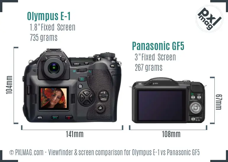 Olympus E-1 vs Panasonic GF5 Screen and Viewfinder comparison