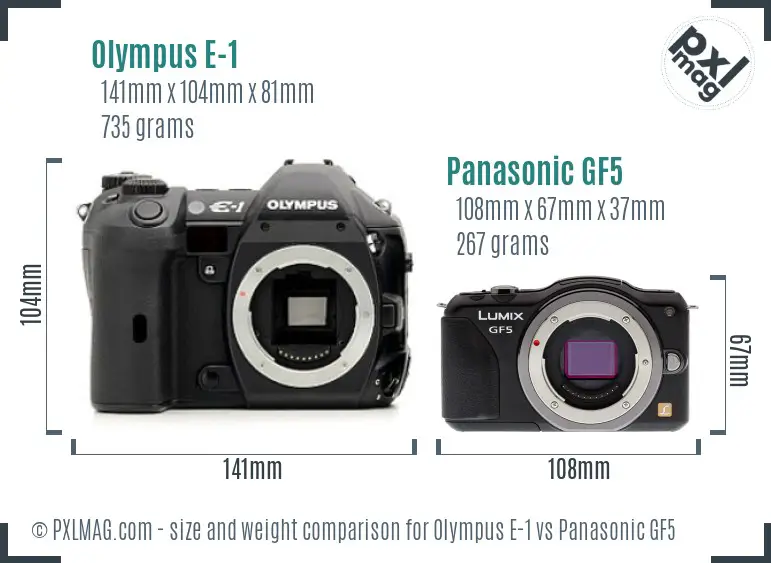 Olympus E-1 vs Panasonic GF5 size comparison