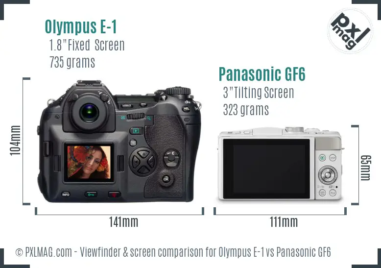 Olympus E-1 vs Panasonic GF6 Screen and Viewfinder comparison