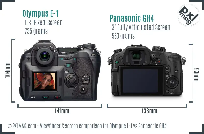 Olympus E-1 vs Panasonic GH4 Screen and Viewfinder comparison