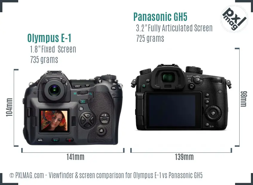 Olympus E-1 vs Panasonic GH5 Screen and Viewfinder comparison