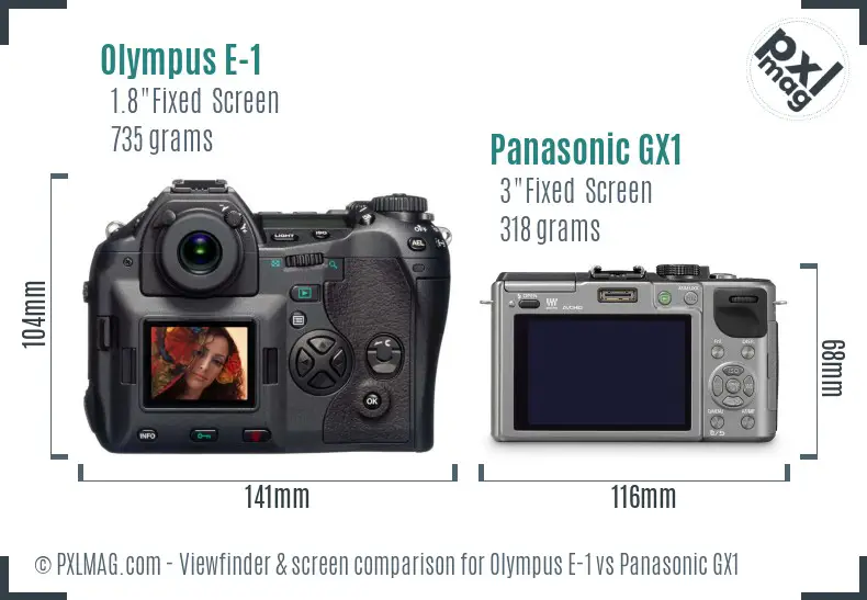 Olympus E-1 vs Panasonic GX1 Screen and Viewfinder comparison