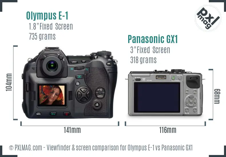 Olympus E-1 vs Panasonic GX1 Screen and Viewfinder comparison Olympus E-1 vs Panasonic GX1 Screen and Viewfinder comparison