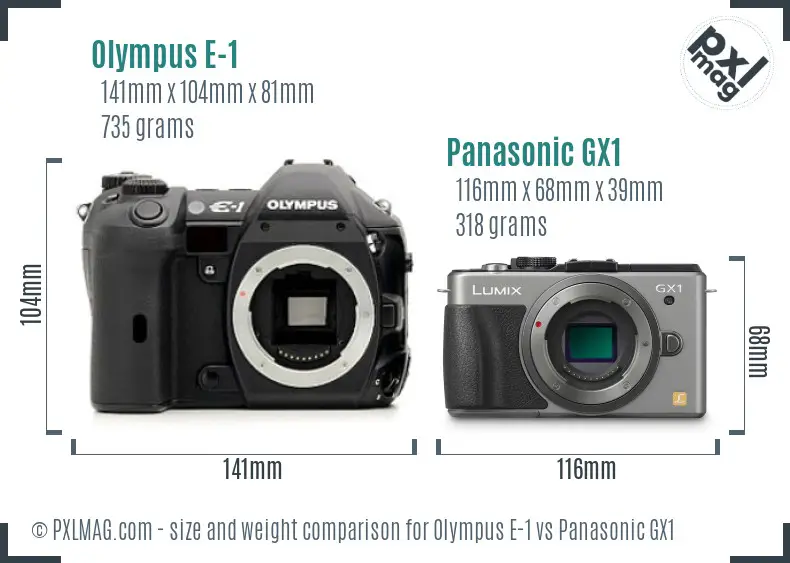 Olympus E-1 vs Panasonic GX1 size comparison
