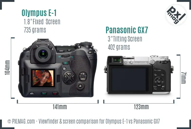 Olympus E-1 vs Panasonic GX7 Screen and Viewfinder comparison