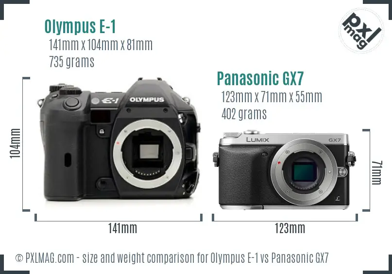 Olympus E-1 vs Panasonic GX7 size comparison