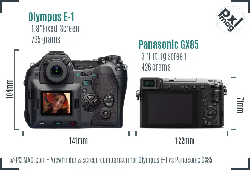 Olympus E-1 vs Panasonic GX85 Screen and Viewfinder comparison
