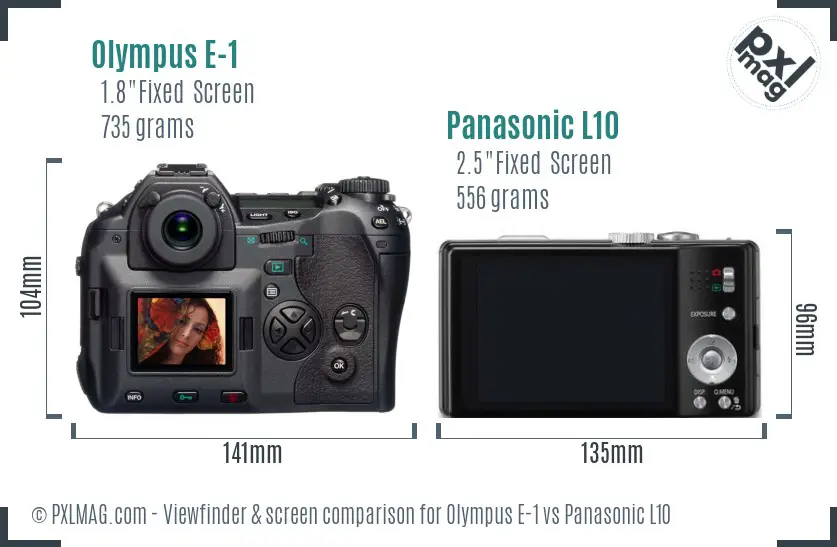 Olympus E-1 vs Panasonic L10 Screen and Viewfinder comparison