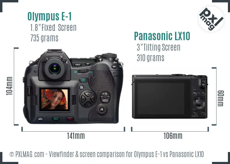 Olympus E-1 vs Panasonic LX10 Screen and Viewfinder comparison
