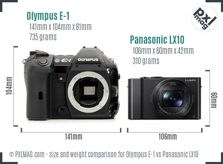 Olympus E-1 vs Panasonic LX10 size comparison