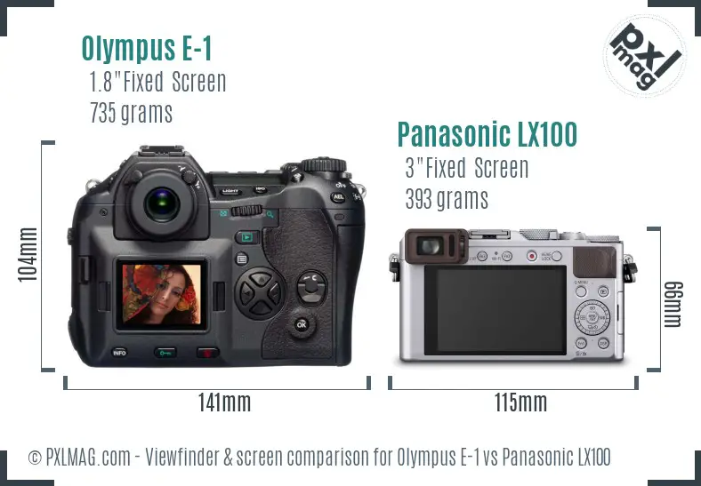 Olympus E-1 vs Panasonic LX100 Screen and Viewfinder comparison