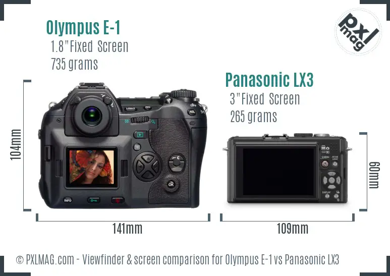 Olympus E-1 vs Panasonic LX3 Screen and Viewfinder comparison Olympus E-1 vs Panasonic LX3 Screen and Viewfinder comparison