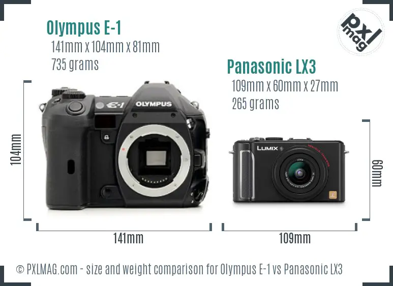 Olympus E-1 vs Panasonic LX3 size comparison Olympus E-1 vs Panasonic LX3 size comparison