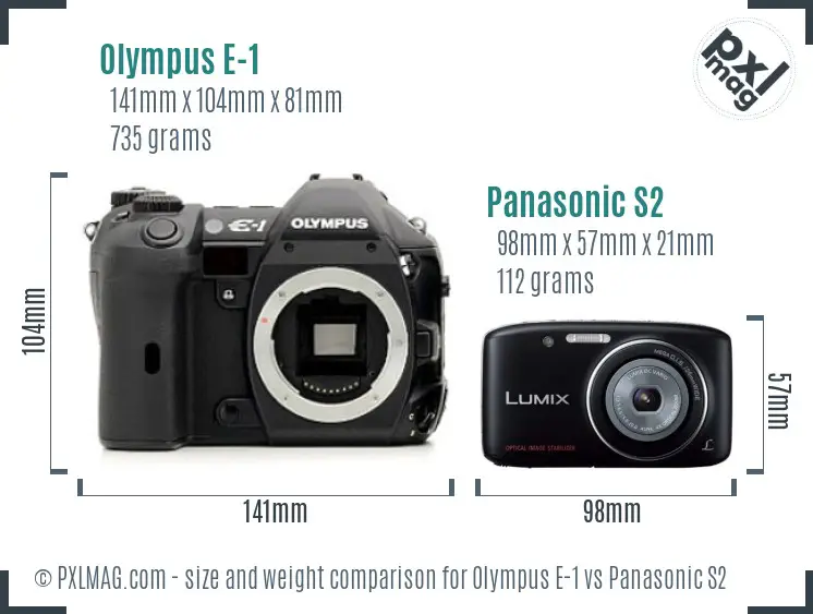 Olympus E-1 vs Panasonic S2 size comparison