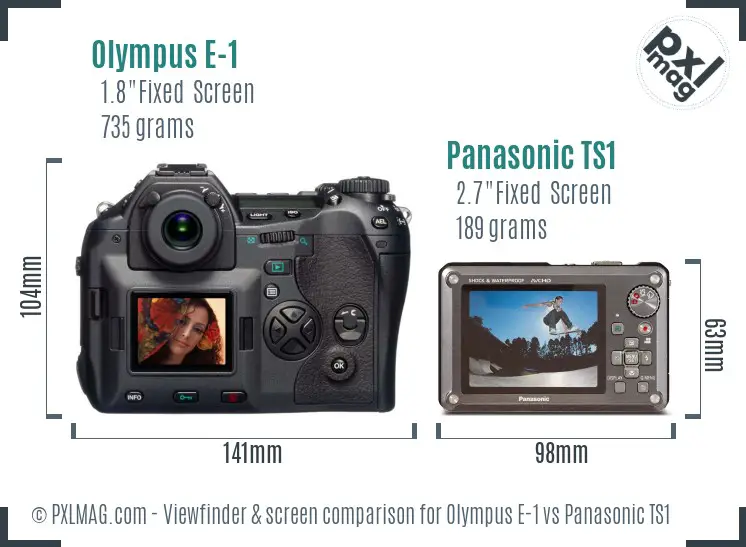 Olympus E-1 vs Panasonic TS1 Screen and Viewfinder comparison