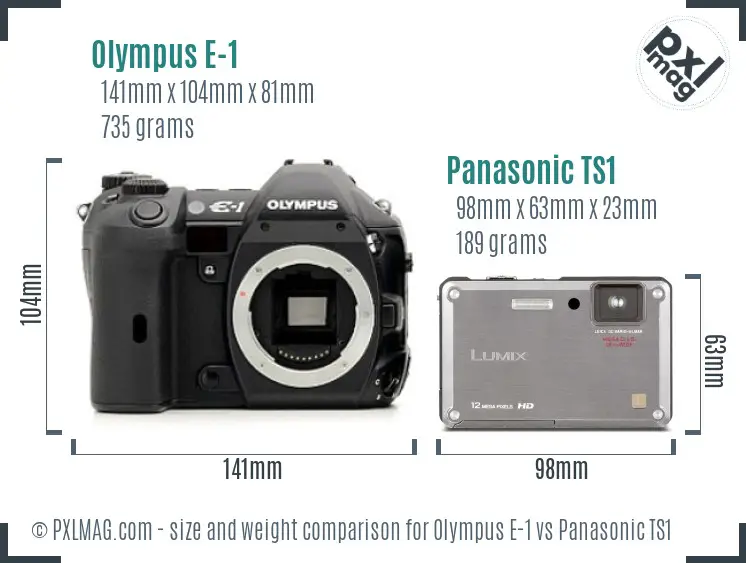 Olympus E-1 vs Panasonic TS1 size comparison