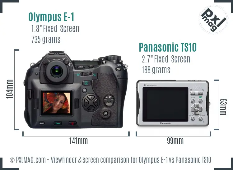 Olympus E-1 vs Panasonic TS10 Screen and Viewfinder comparison