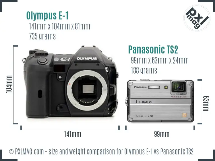 Olympus E-1 vs Panasonic TS2 size comparison