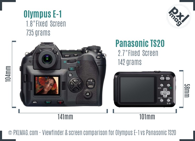 Olympus E-1 vs Panasonic TS20 Screen and Viewfinder comparison