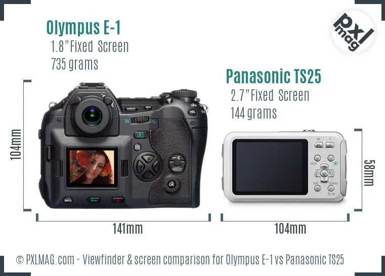 Olympus E-1 vs Panasonic TS25 Screen and Viewfinder comparison