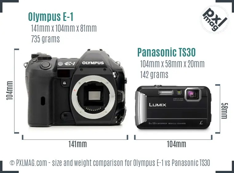 Olympus E-1 vs Panasonic TS30 size comparison