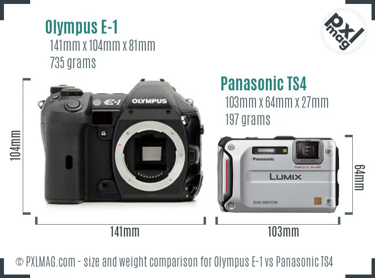 Olympus E-1 vs Panasonic TS4 size comparison