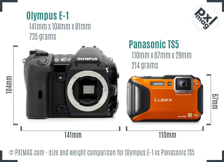 Olympus E-1 vs Panasonic TS5 size comparison