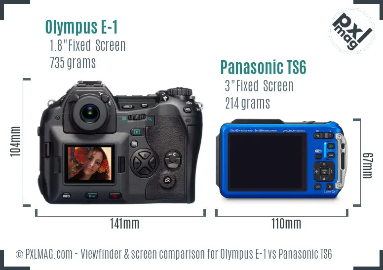 Olympus E-1 vs Panasonic TS6 Screen and Viewfinder comparison