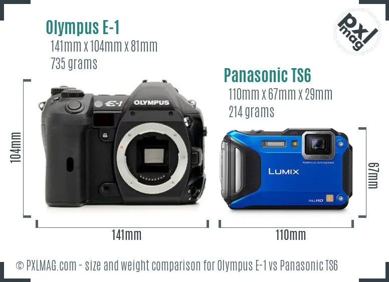 Olympus E-1 vs Panasonic TS6 size comparison