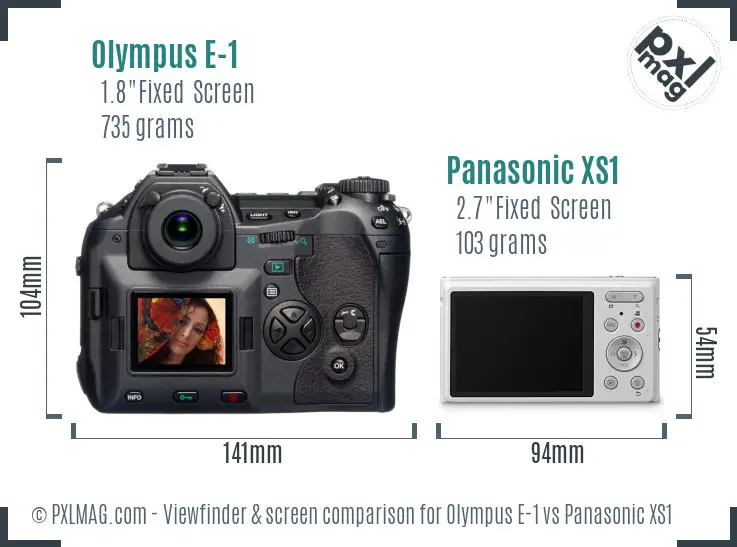 Olympus E-1 vs Panasonic XS1 Screen and Viewfinder comparison