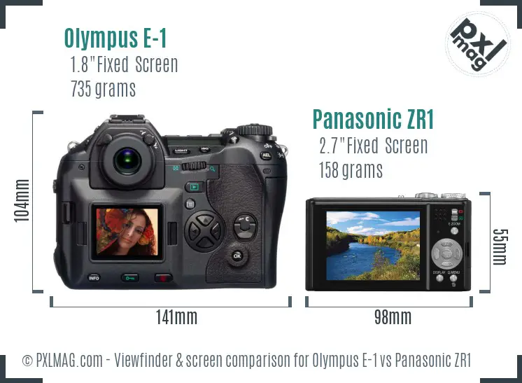 Olympus E-1 vs Panasonic ZR1 Screen and Viewfinder comparison