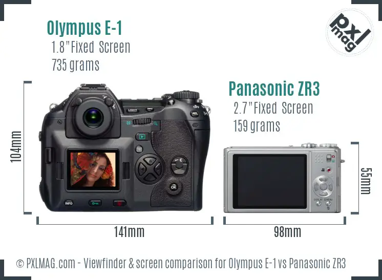 Olympus E-1 vs Panasonic ZR3 Screen and Viewfinder comparison