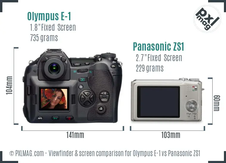 Olympus E-1 vs Panasonic ZS1 Screen and Viewfinder comparison