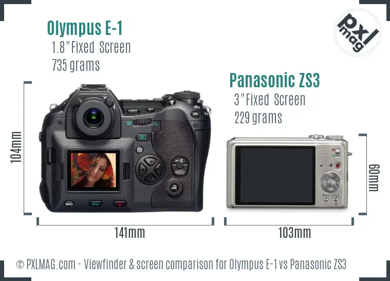 Olympus E-1 vs Panasonic ZS3 Screen and Viewfinder comparison