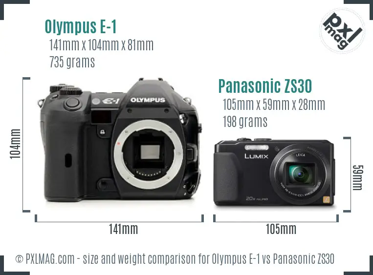 Olympus E-1 vs Panasonic ZS30 size comparison
