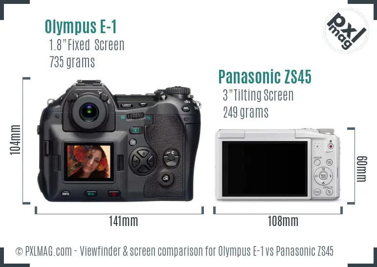 Olympus E-1 vs Panasonic ZS45 Screen and Viewfinder comparison