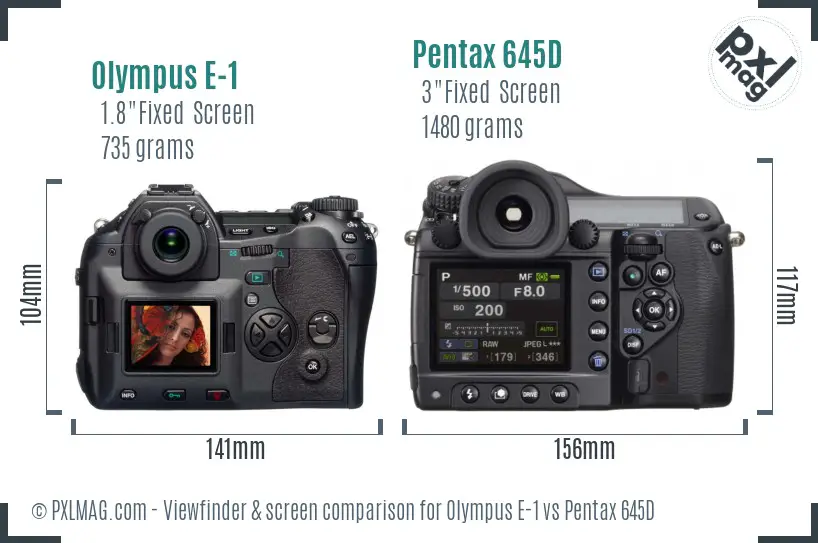 Olympus E-1 vs Pentax 645D Screen and Viewfinder comparison