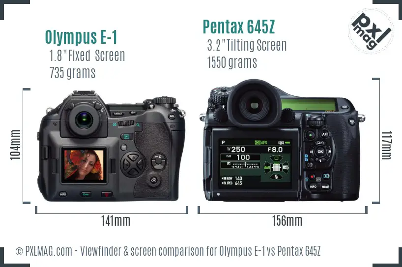 Olympus E-1 vs Pentax 645Z Screen and Viewfinder comparison