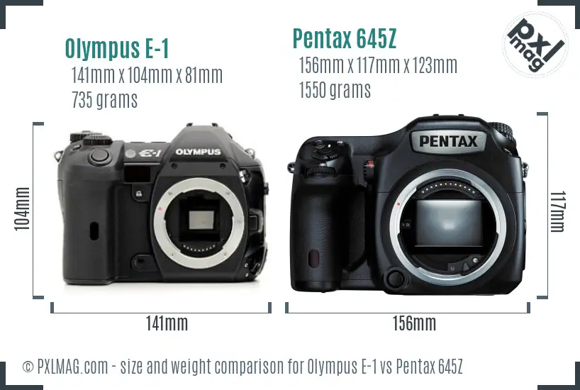 Olympus E-1 vs Pentax 645Z size comparison