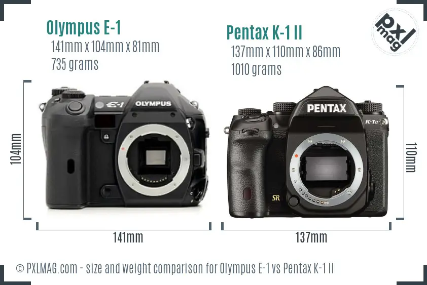Olympus E-1 vs Pentax K-1 II size comparison