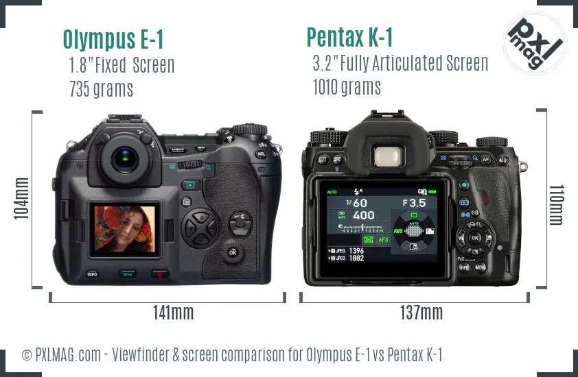 Olympus E-1 vs Pentax K-1 Screen and Viewfinder comparison