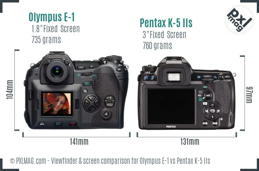 Olympus E-1 vs Pentax K-5 IIs Screen and Viewfinder comparison