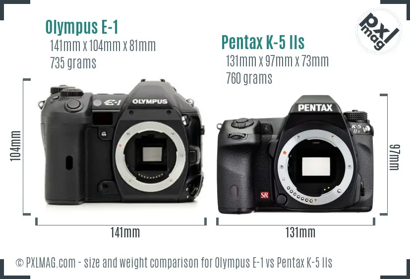 Olympus E-1 vs Pentax K-5 IIs size comparison