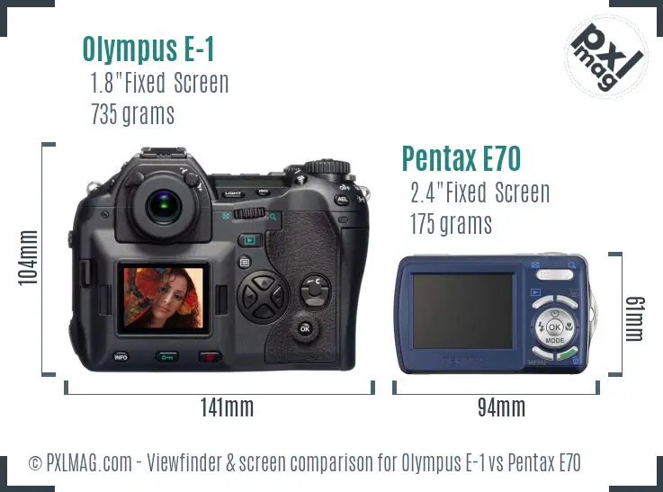 Olympus E-1 vs Pentax E70 Screen and Viewfinder comparison