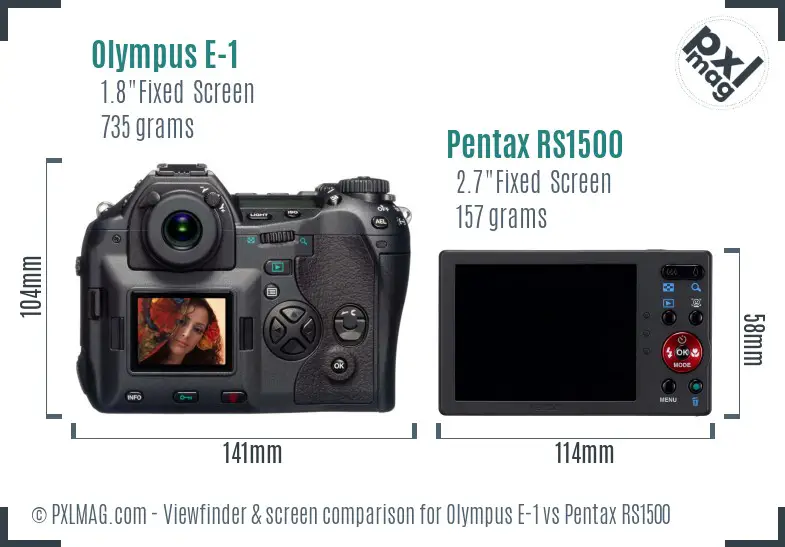 Olympus E-1 vs Pentax RS1500 Screen and Viewfinder comparison