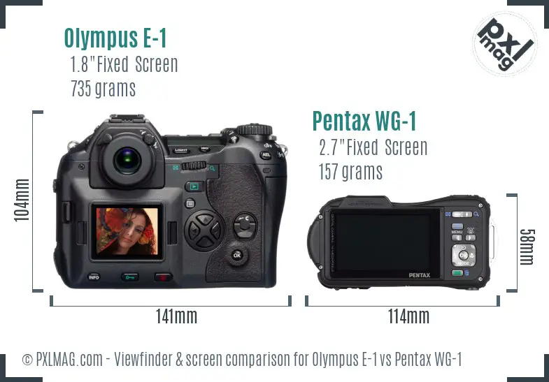 Olympus E-1 vs Pentax WG-1 Screen and Viewfinder comparison