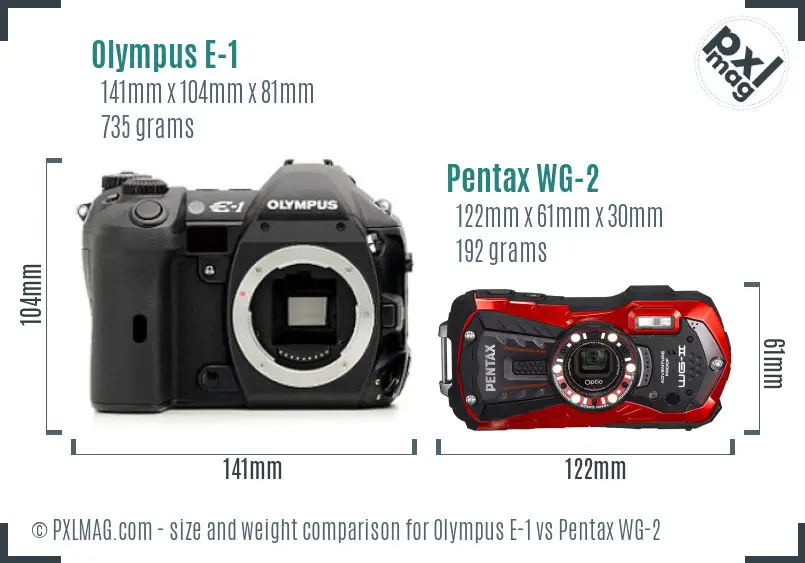 Olympus E-1 vs Pentax WG-2 size comparison
